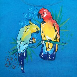 Stansport Vintage Parrot T- Shirt. Woman's L/XL 100% Cotton. USA Made. Turquoise